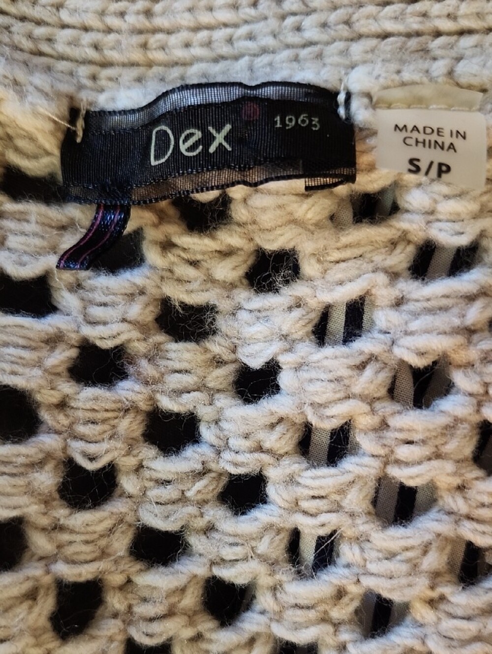 Dex Open Knit Longline Cardigan Sweater Cream Beige Boho Cottagecore Size Small - Picture 4 of 8